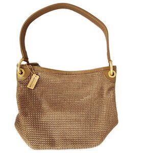 Mondani New York Handbag Woven Gold Tone Evening Formal Purse